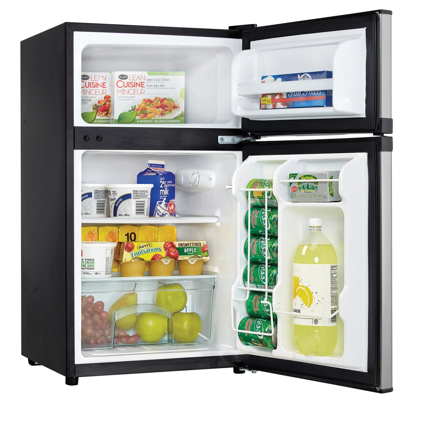 Danby 2 Door Refrigerator/Freezer, 3.1 Cu. Ft., Stainless Steel